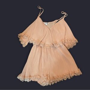 Fashion Nova Peach Lace Romper